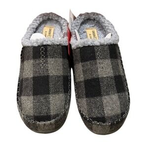 NEW Deer Stags Nordic Plaid Slippers Faux Shearling Check Men's 7 Women's 9